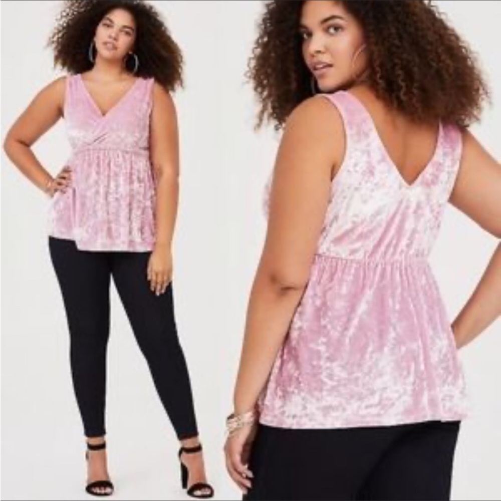 Pink Velvet Babydoll Tank Top Size 3X